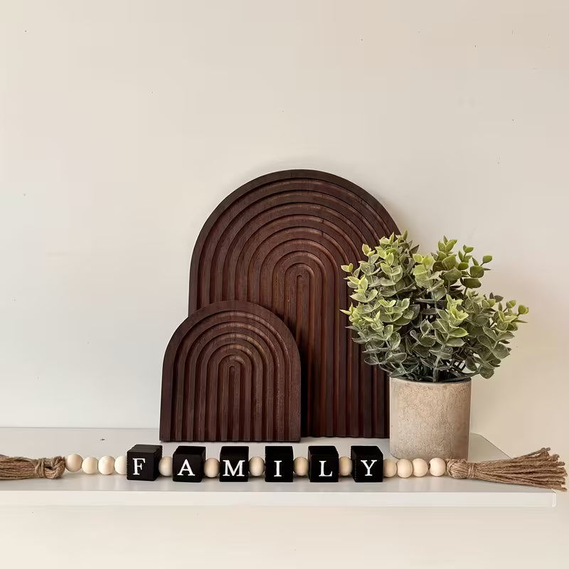 Wooden Bead Garland with Tassels – 27 Inch Family Home Decor Chain for Tabletop, Shelf & Hanging