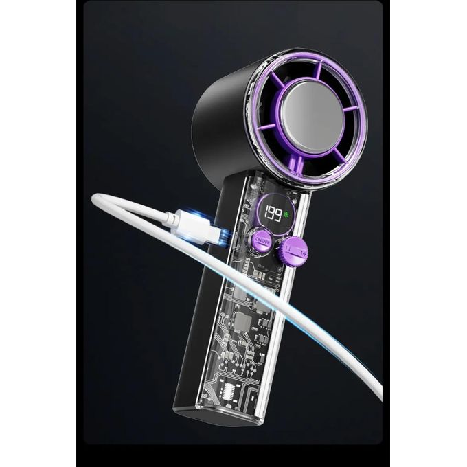 Turbo Jet Handheld Fan – Rechargeable, LED Display, 100 Speed Levels