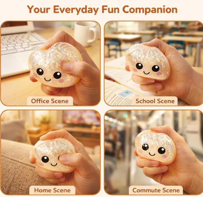 Mystery Dumpling Squishy Toy Box | Glitter Sensory Stress Ball Fidget Toy (1 Pc)