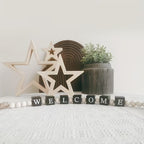 Wooden Bead Garland with Tassels – 27 Inch Family Home Decor Chain for Tabletop, Shelf & Hanging