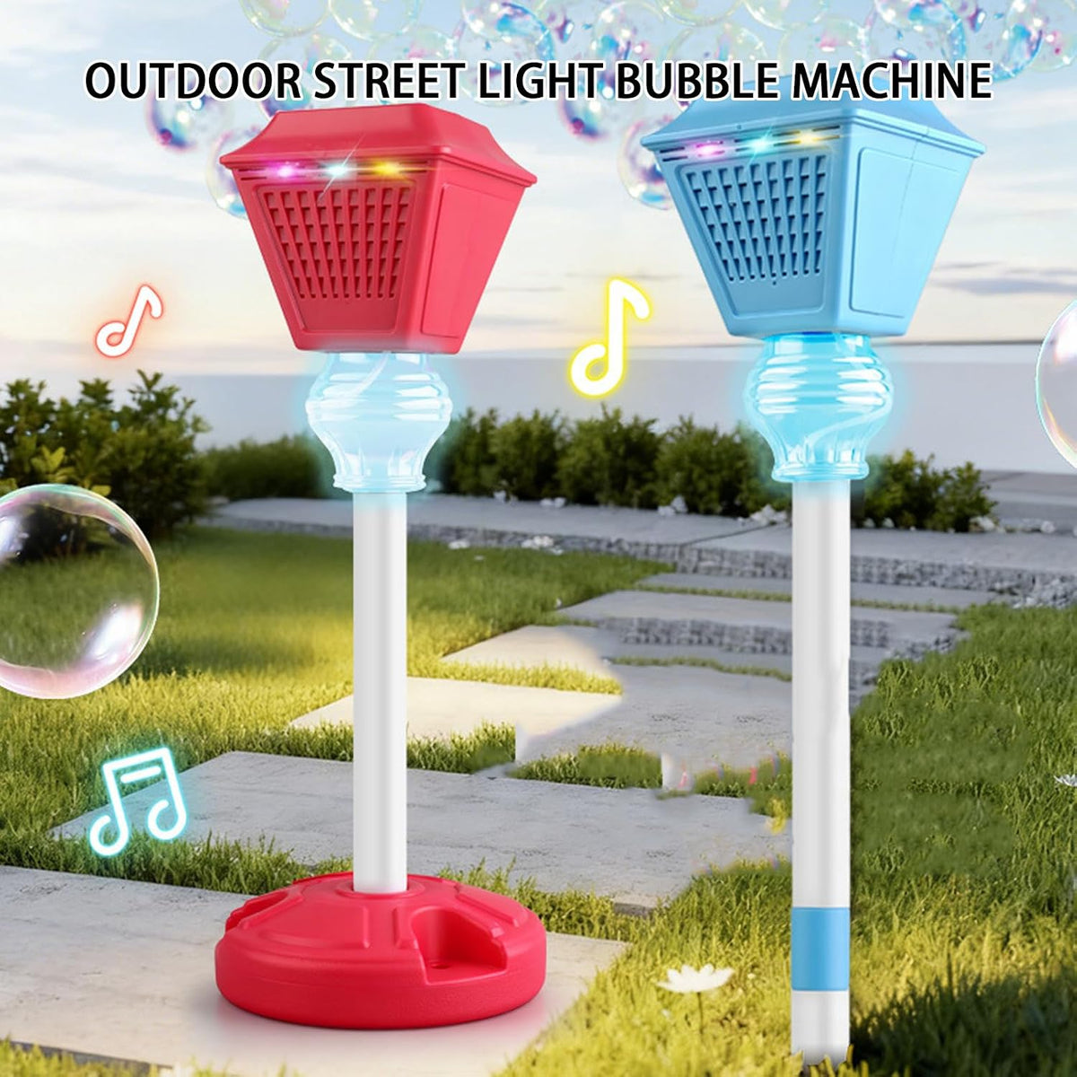 Street Lamp Bubble Machine for Kids – Colorful Bubbles, Lights | Battery Operated