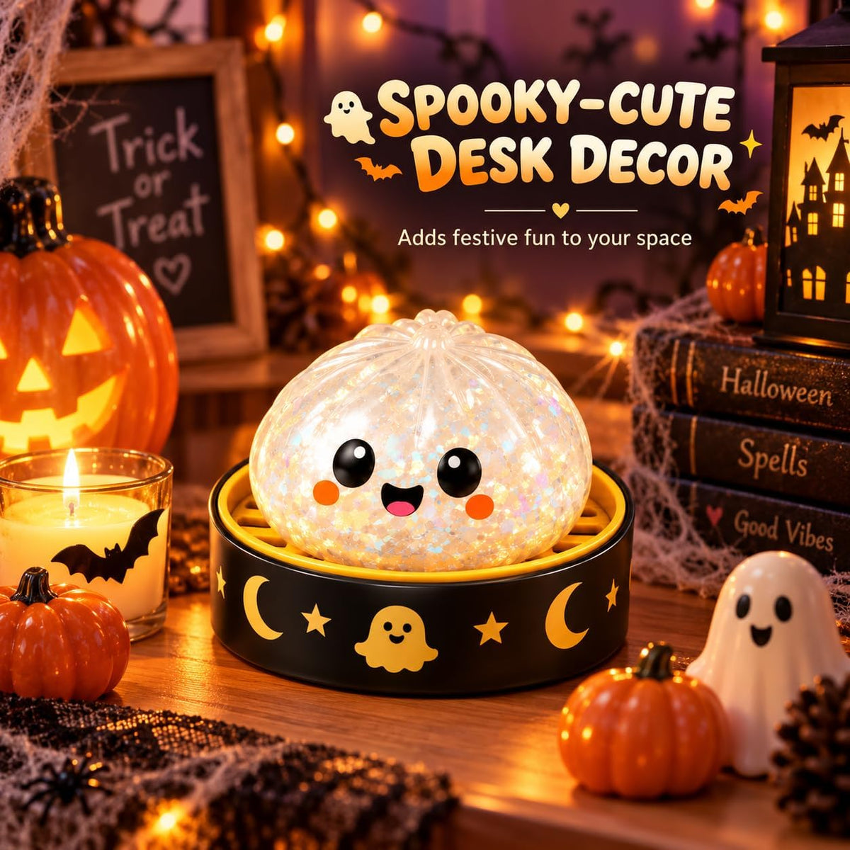Halloween Glitter Squishy Pumpkin Toy | Spooky Squeeze Toy Gift, 1Pc