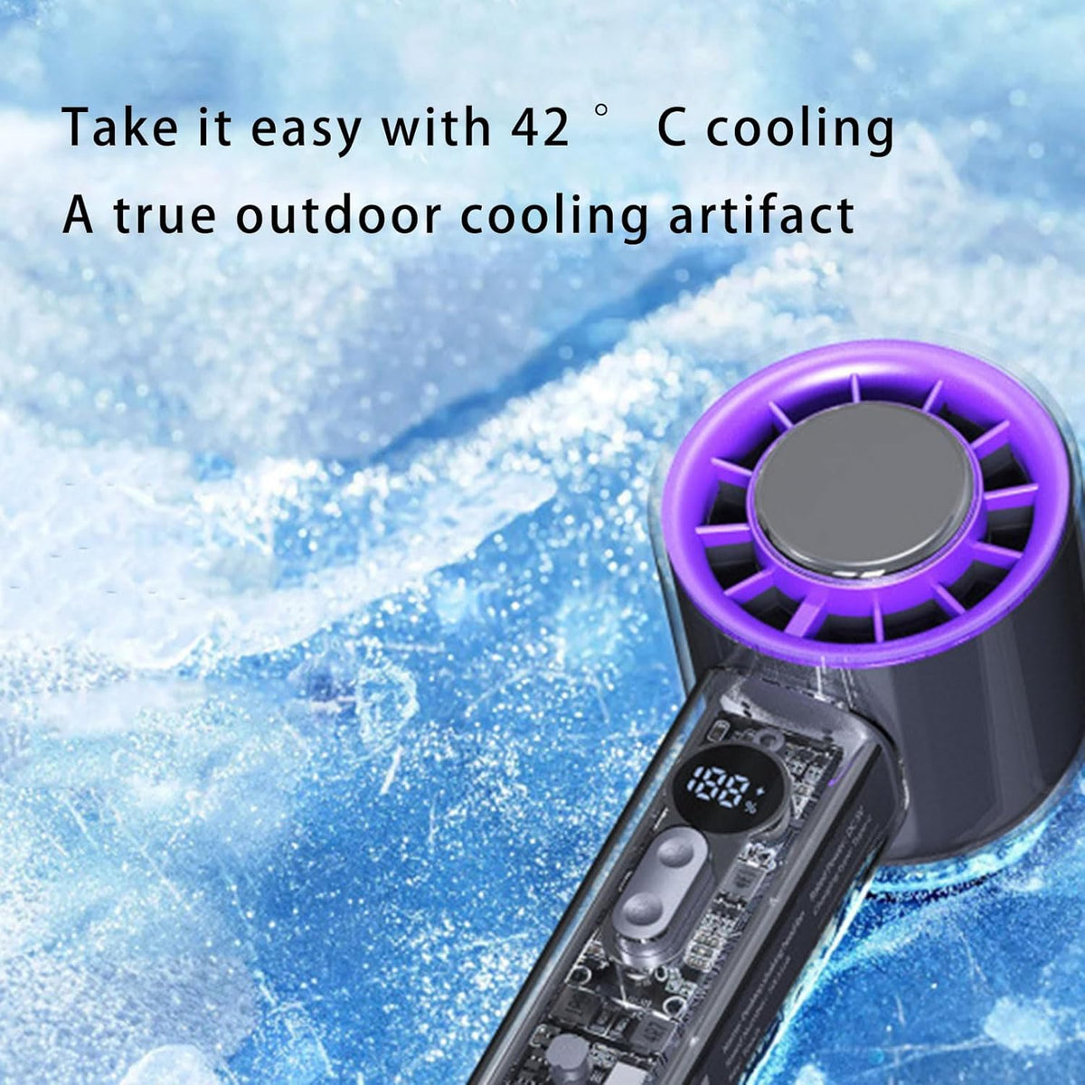 Turbo Jet Handheld Fan – Rechargeable, LED Display, 100 Speed Levels