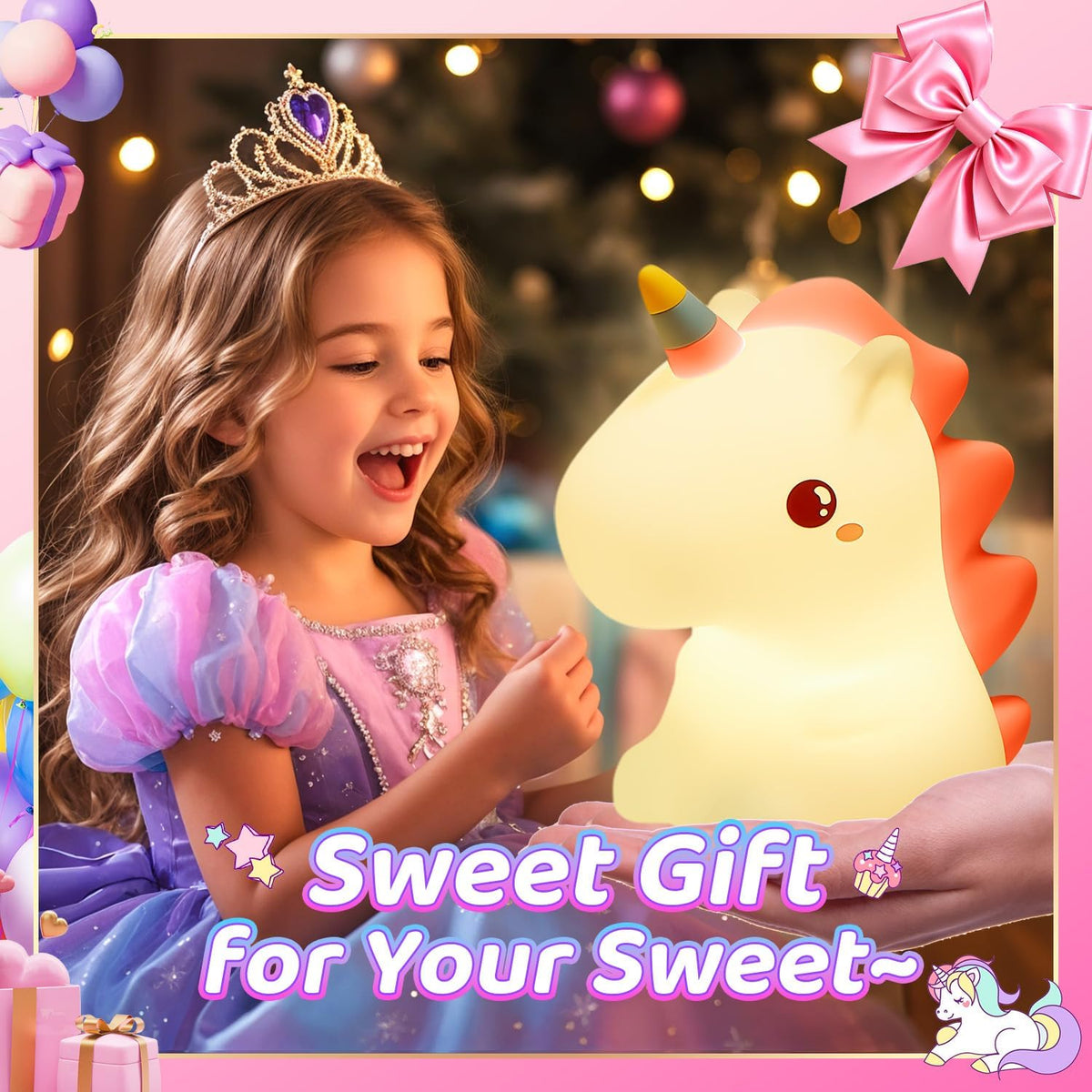 Rechargeable Unicorn LED Night Light for Kids – Dimmable Soft Silicone Nursery Lamp
