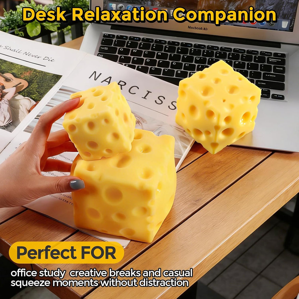 Cheese Squishy Stress Relief Toy | Soft Squeeze Sensory Fidget Toy for Kids & Adults – Slow Rising Stress Ball