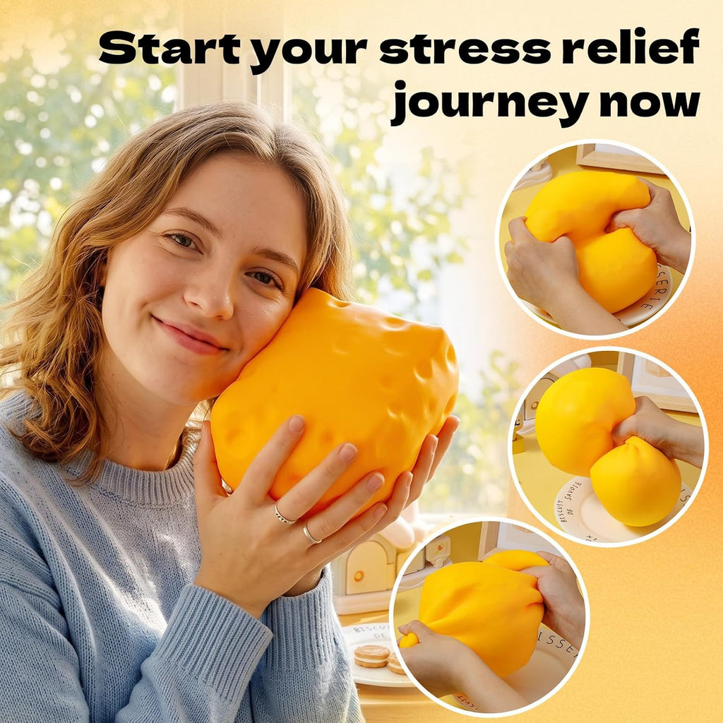 Cheese Squishy Stress Relief Toy | Soft Squeeze Sensory Fidget Toy for Kids & Adults – Slow Rising Stress Ball