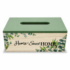 Home Sweet Home" Wooden Tissue Box Holder – Farmhouse Decorative Tissue Dispenser for Bedroom & Living Room