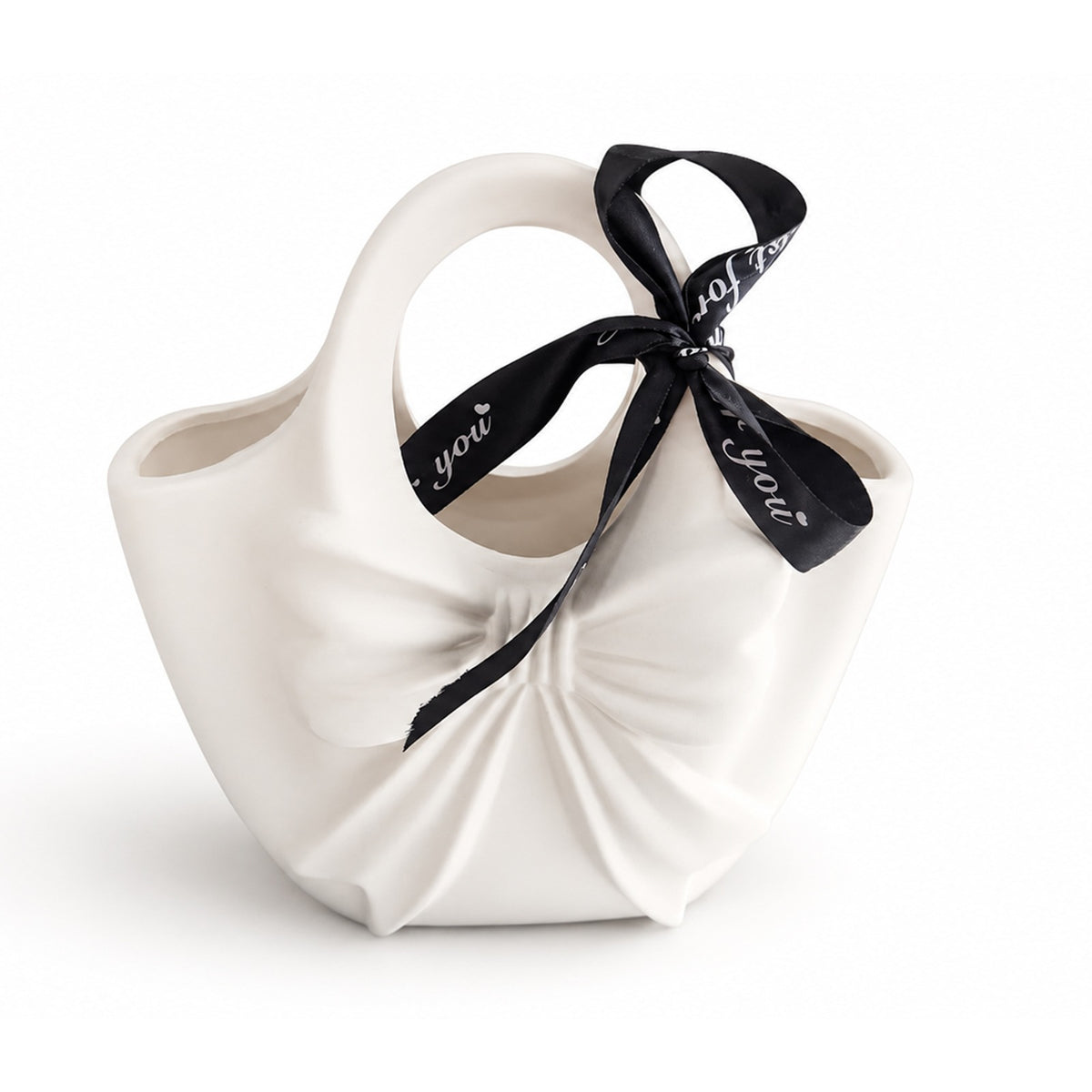 Aesthetic Ceramic Purse Vase with Bowknot – Modern Handbag Flower Planter for Home Decor