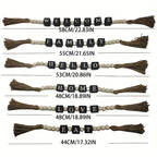 Wooden Bead Garland with Tassels – 27 Inch Family Home Decor Chain for Tabletop, Shelf & Hanging