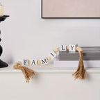 Wooden Bead Garland with Tassels – 27 Inch Family Home Decor Chain for Tabletop, Shelf & Hanging