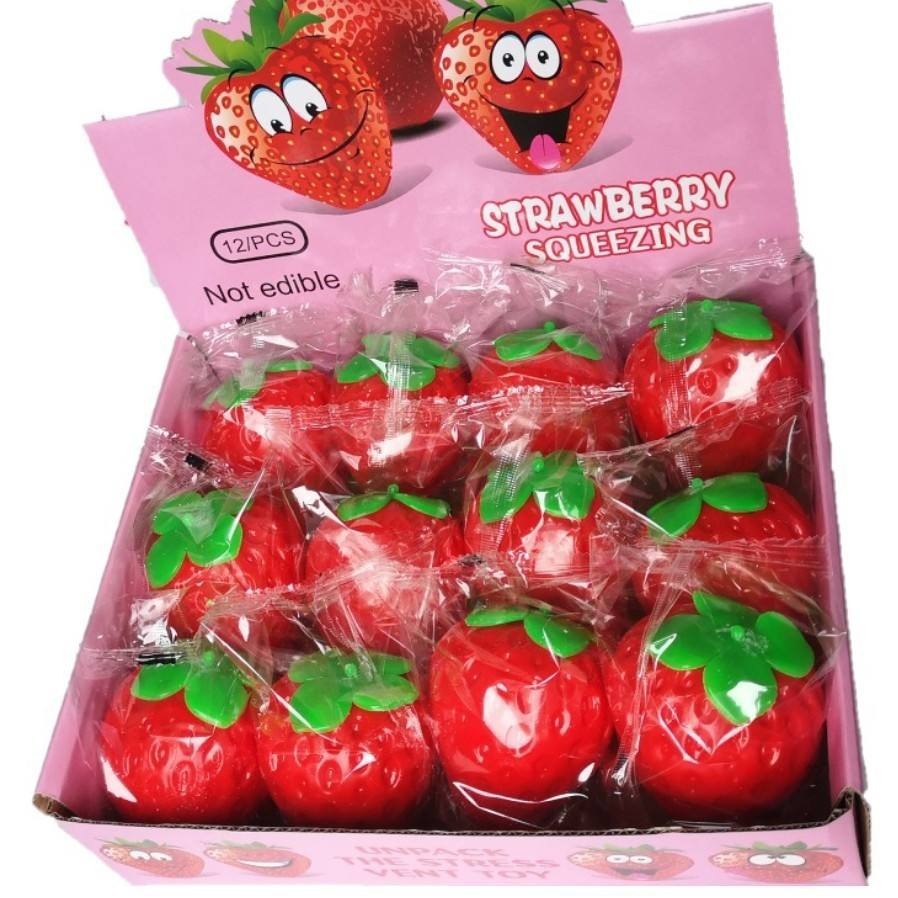 Cute Strawberry Squishy Stress Relief Toy – Soft, Kawaii Squeeze Toy for Kids & Adults – Perfect Desk Deco