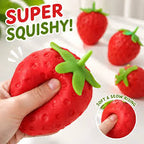 Cute Strawberry Squishy Stress Relief Toy – Soft, Kawaii Squeeze Toy for Kids & Adults – Perfect Desk Deco