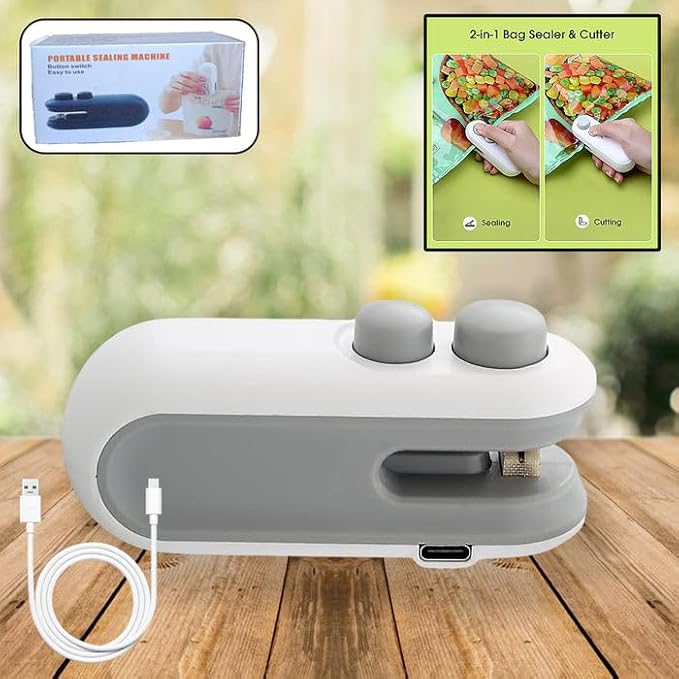 2-in-1 Mini Bag Sealer & Cutter – USB Rechargeable Snack Bag Sealer