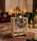 Luxury Bakhoor Side Table – Acrylic & Wood Islamic Decor(40x40x56cm)